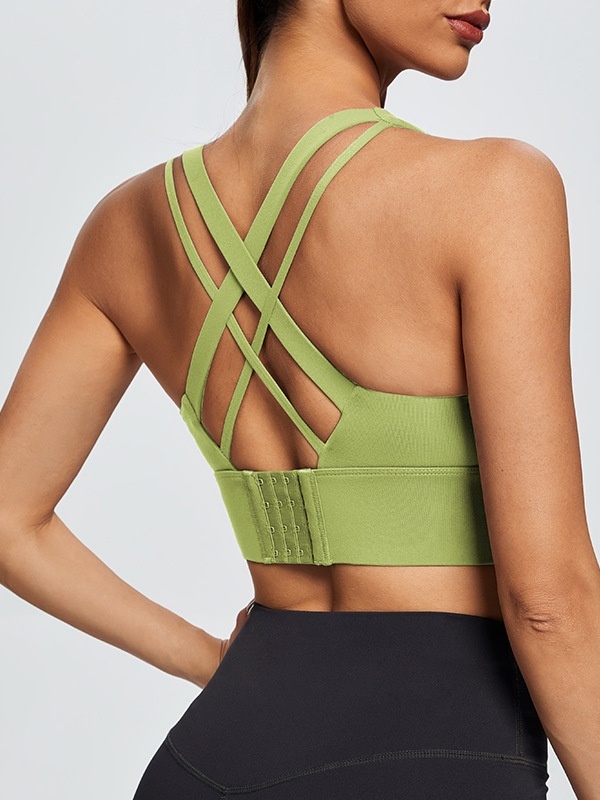 Flexvibe Tank Style Push Up Bra Crisscross Back Anti-Bounce for Gym Run