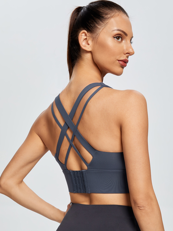 Flexvibe Tank Style Push Up Bra Crisscross Back Anti-Bounce for Gym Run