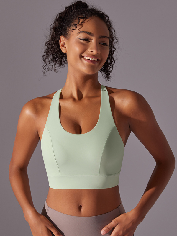 Flexvibe Seamless Bare Feel Sports Bra Racerback Fixed Pad Adjustable