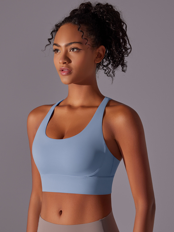 Flexvibe Double-Sided Brushed Sports Bra Cross Back Shockproof Fixed Pad