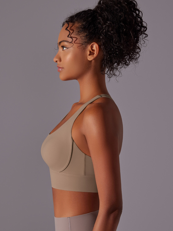 Flexvibe Double-Sided Brushed Sports Bra Cross Back Shockproof Fixed Pad