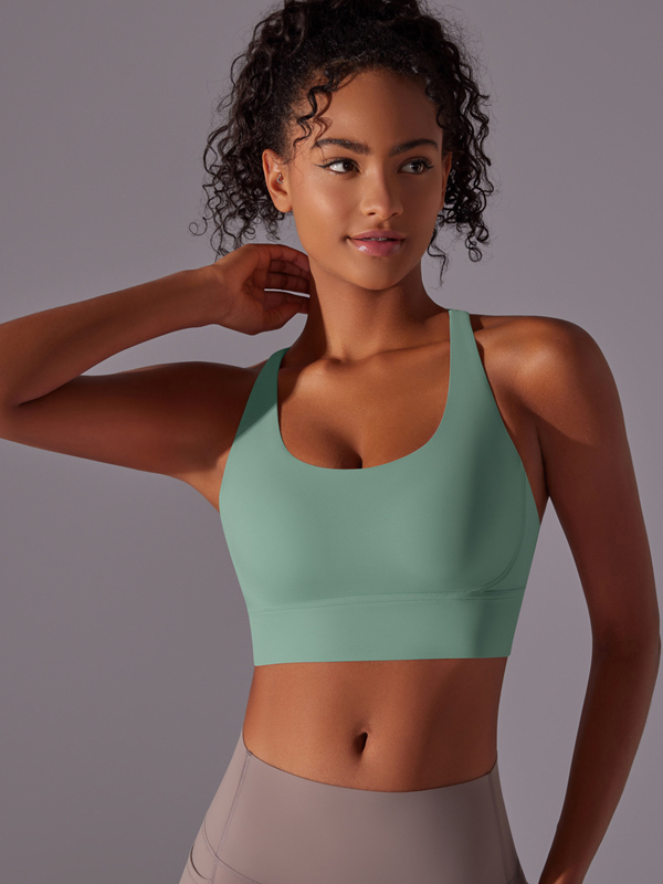 Flexvibe Double-Sided Brushed Sports Bra Cross Back Shockproof Fixed Pad