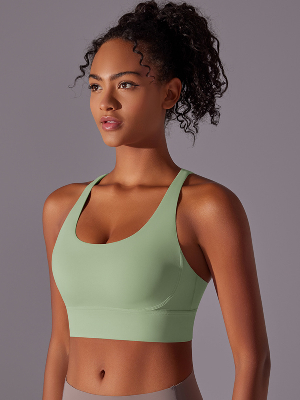 Flexvibe Double-Sided Brushed Sports Bra Cross Back Shockproof Fixed Pad