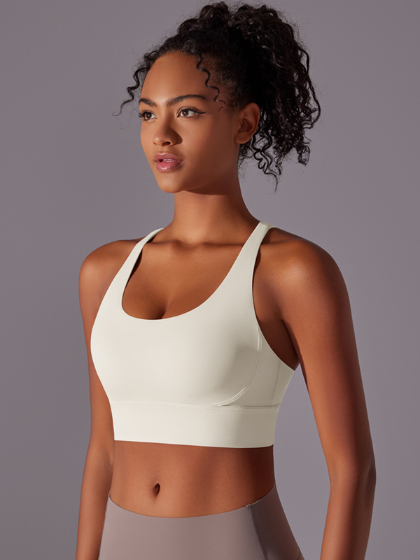 Flexvibe Double-Sided Brushed Sports Bra Cross Back Shockproof Fixed Pad