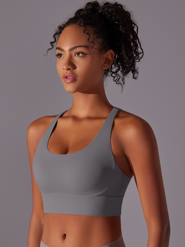 Flexvibe Double-Sided Brushed Sports Bra Cross Back Shockproof Fixed Pad