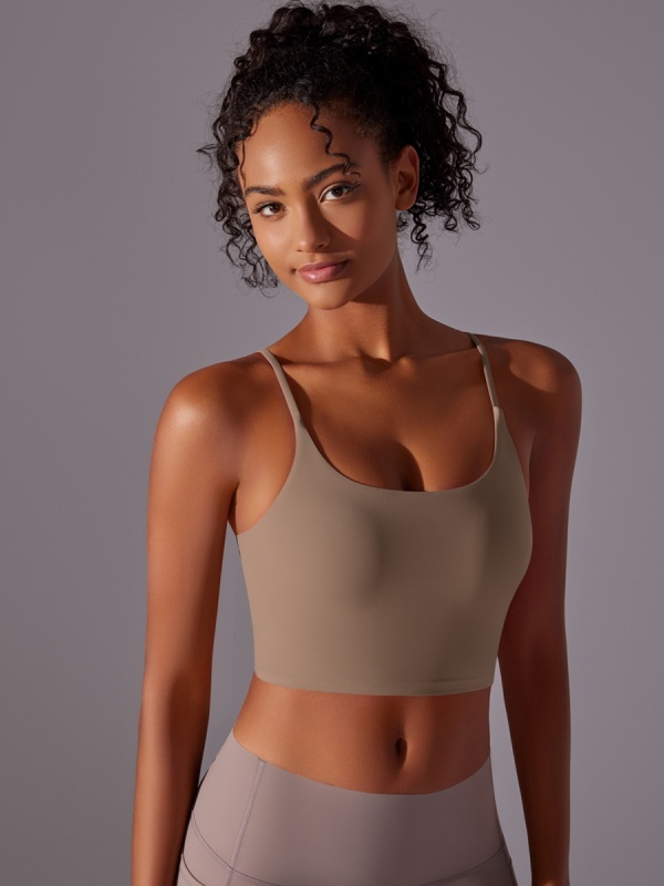 Flexvibe Double-Sided Nylon Sports Bra Semi-Fixed Cup High Elastic Tight Fit