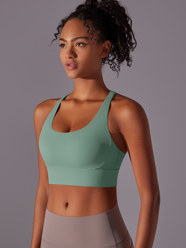 Flexvibe Double-Sided Brushed Sports Bra Cross Back Shockproof Fixed Pad