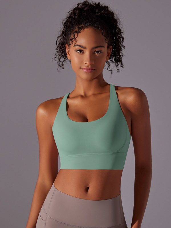 Flexvibe Double-Sided Brushed Sports Bra Cross Back Shockproof Fixed Pad