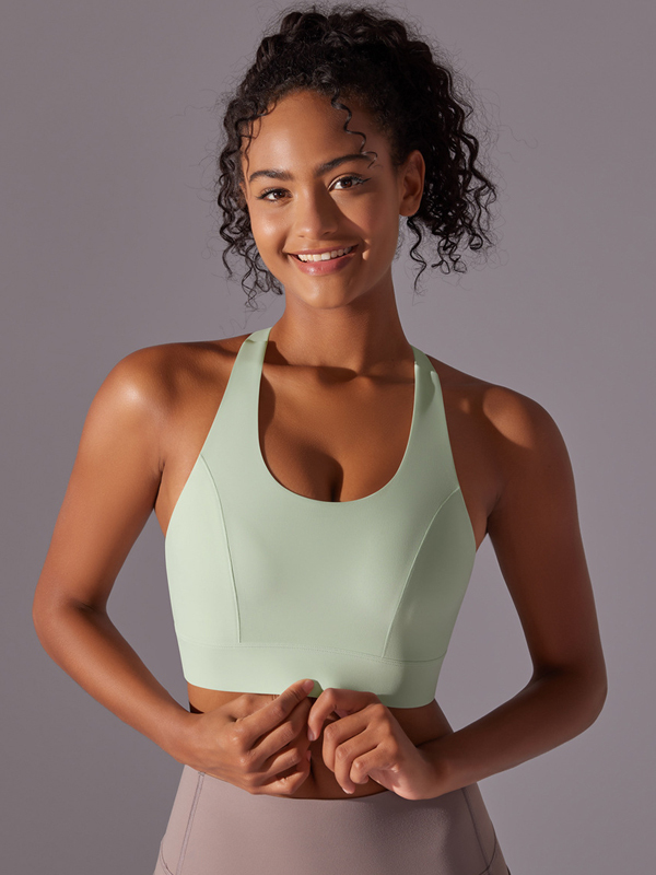 Flexvibe Seamless Bare Feel Sports Bra Racerback Fixed Pad Adjustable