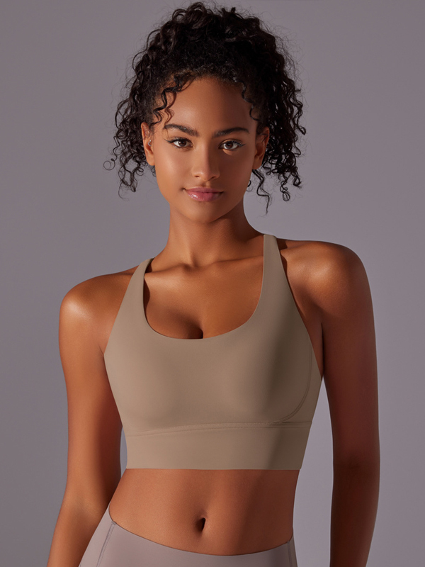 Flexvibe Double-Sided Brushed Sports Bra Cross Back Shockproof Fixed Pad