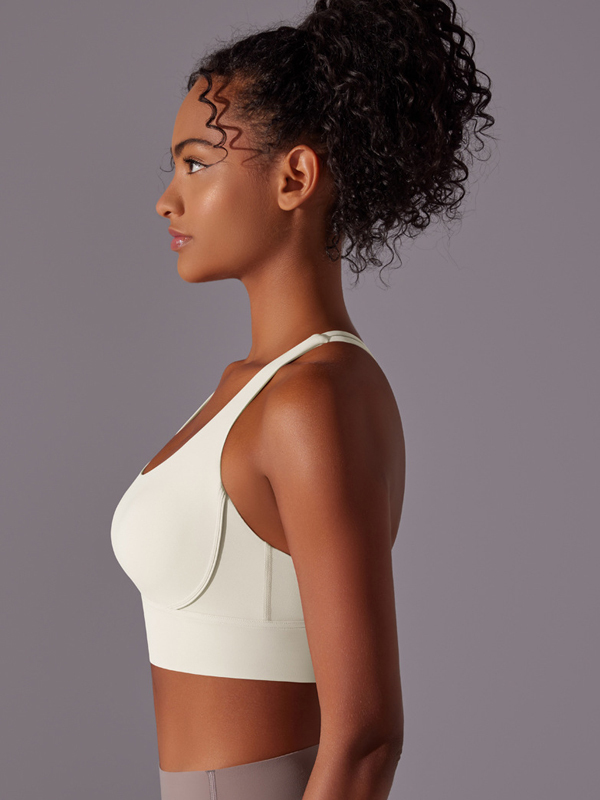 Flexvibe Double-Sided Brushed Sports Bra Cross Back Shockproof Fixed Pad