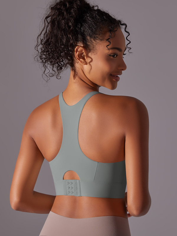Flexvibe Seamless Bare Feel Sports Bra Racerback Fixed Pad Adjustable