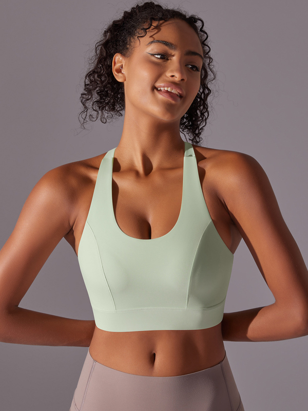 Flexvibe Seamless Bare Feel Sports Bra Racerback Fixed Pad Adjustable