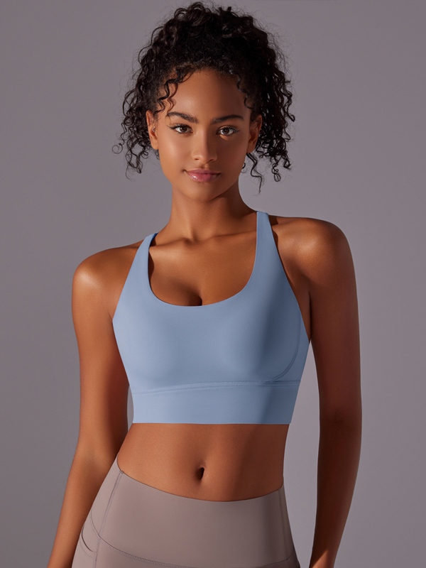 Flexvibe Double-Sided Brushed Sports Bra Cross Back Shockproof Fixed Pad