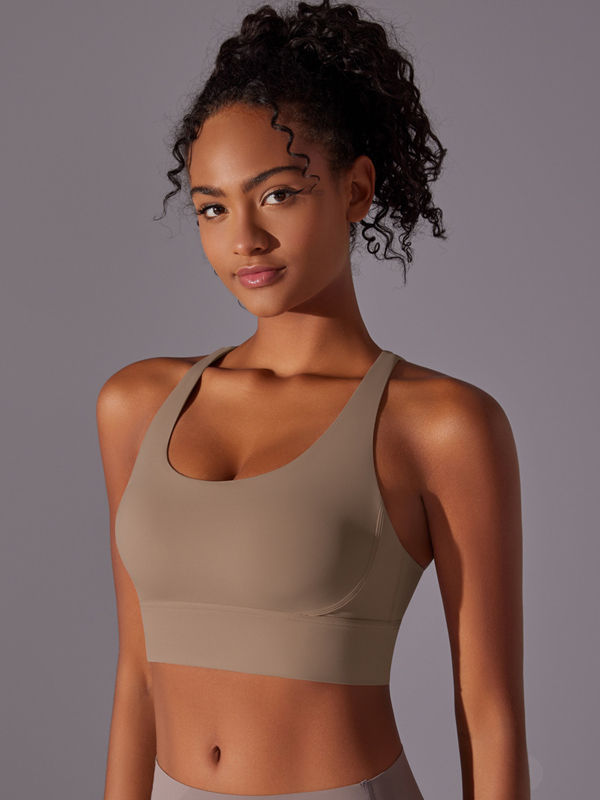 Flexvibe Double-Sided Brushed Sports Bra Cross Back Shockproof Fixed Pad