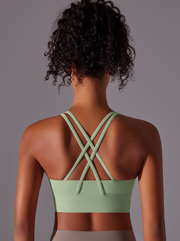 Flexvibe Double-Sided Brushed Sports Bra Cross Back Shockproof Fixed Pad