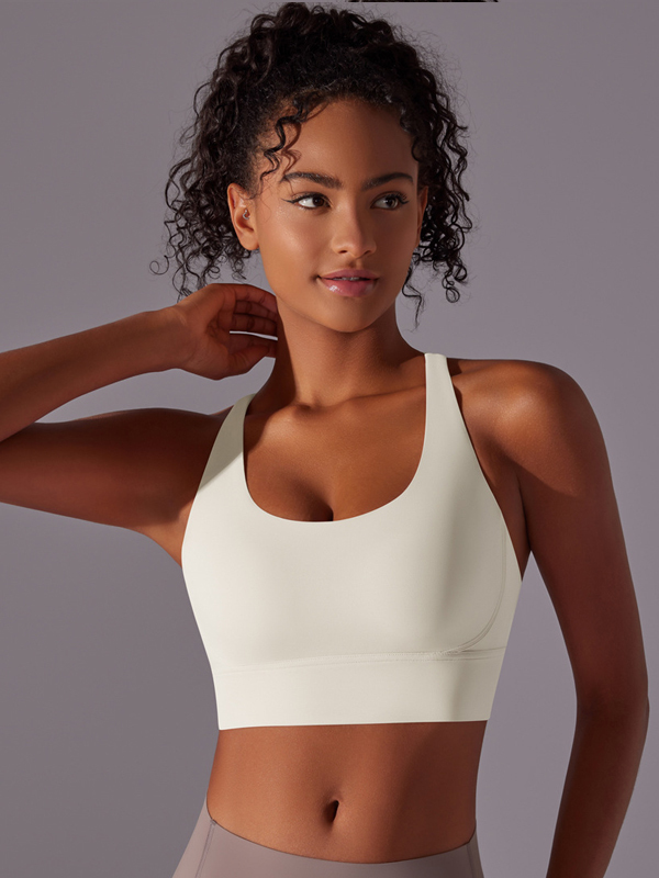 Flexvibe Double-Sided Brushed Sports Bra Cross Back Shockproof Fixed Pad