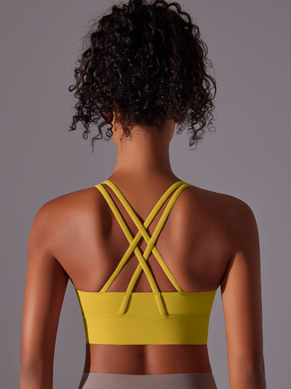 Flexvibe Double-Sided Brushed Sports Bra Cross Back Shockproof Fixed Pad