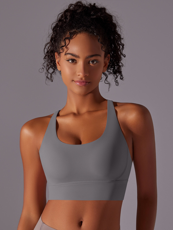 Flexvibe Double-Sided Brushed Sports Bra Cross Back Shockproof Fixed Pad