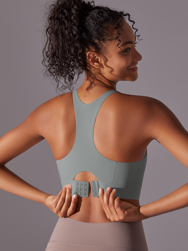 Flexvibe Seamless Bare Feel Sports Bra Racerback Fixed Pad Adjustable