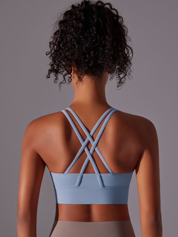 Flexvibe Double-Sided Brushed Sports Bra Cross Back Shockproof Fixed Pad
