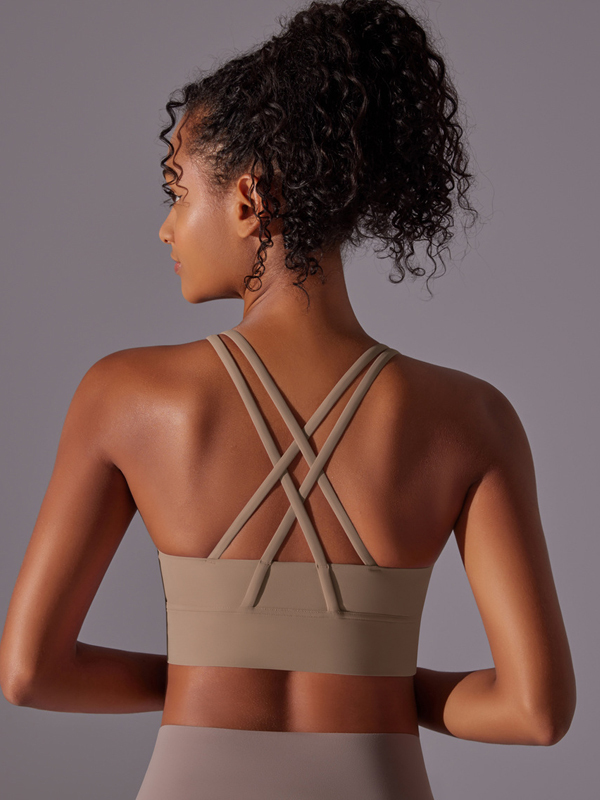 Flexvibe Double-Sided Brushed Sports Bra Cross Back Shockproof Fixed Pad