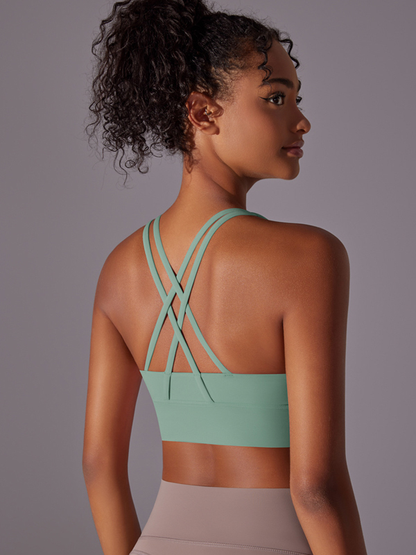 Flexvibe Double-Sided Brushed Sports Bra Cross Back Shockproof Fixed Pad