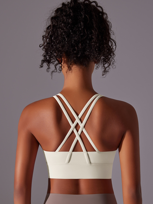 Flexvibe Double-Sided Brushed Sports Bra Cross Back Shockproof Fixed Pad