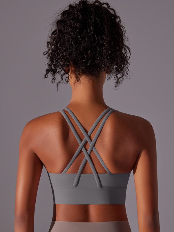 Flexvibe Double-Sided Brushed Sports Bra Cross Back Shockproof Fixed Pad