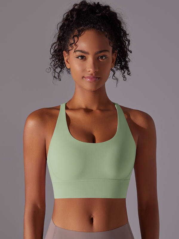Flexvibe Double-Sided Brushed Sports Bra Cross Back Shockproof Fixed Pad