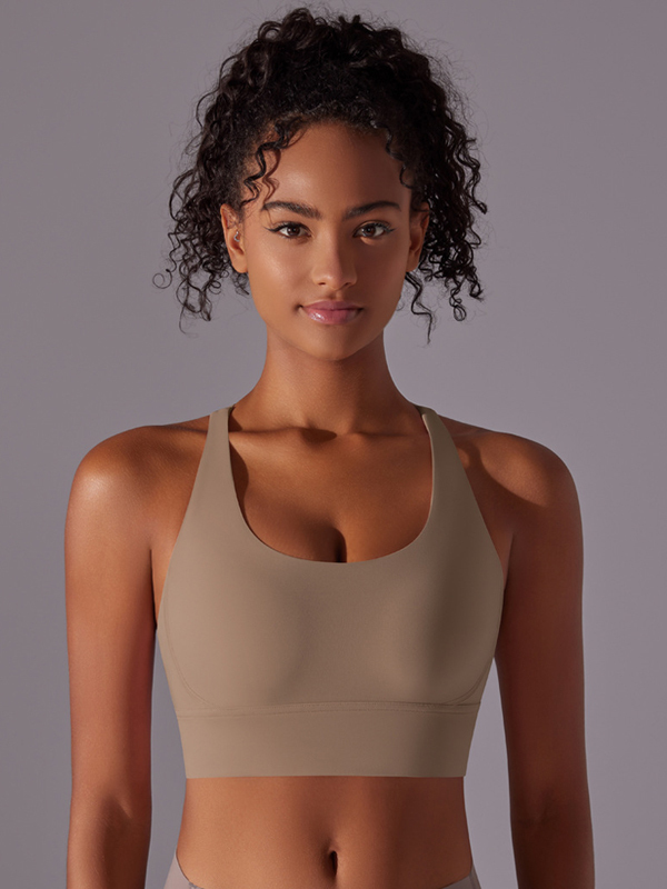 Flexvibe Double-Sided Brushed Sports Bra Cross Back Shockproof Fixed Pad