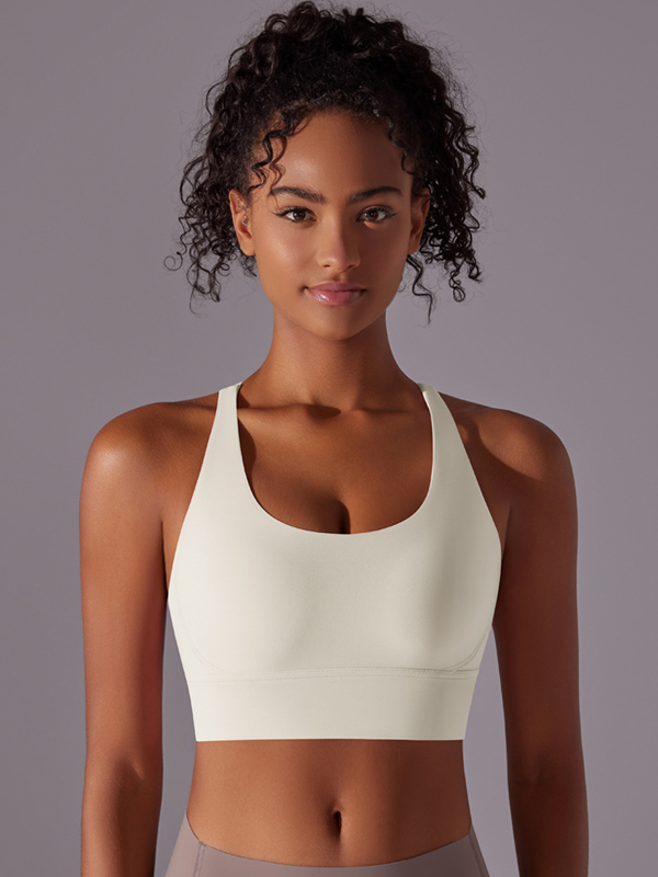 Flexvibe Double-Sided Brushed Sports Bra Cross Back Shockproof Fixed Pad