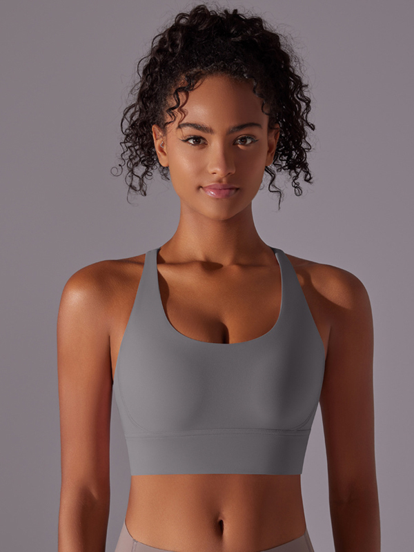 Flexvibe Double-Sided Brushed Sports Bra Cross Back Shockproof Fixed Pad