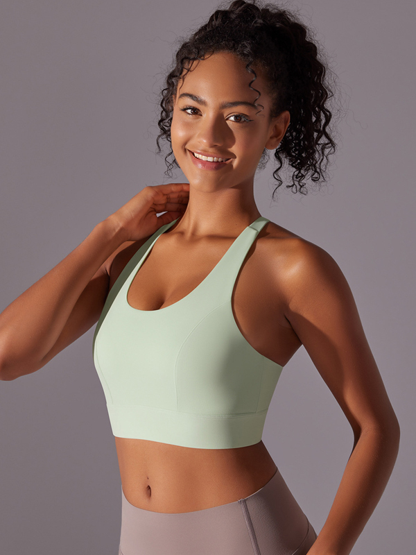 Flexvibe Seamless Bare Feel Sports Bra Racerback Fixed Pad Adjustable