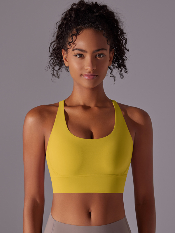 Flexvibe Double-Sided Brushed Sports Bra Cross Back Shockproof Fixed Pad
