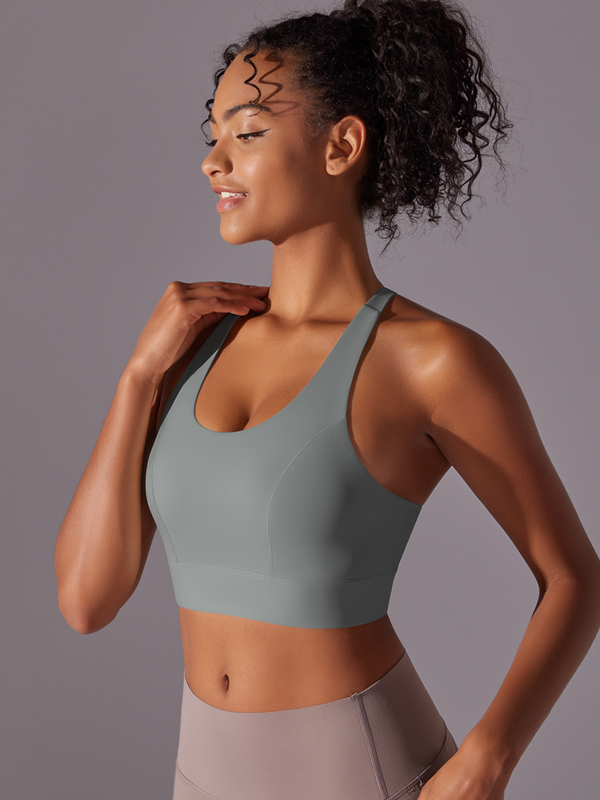 Flexvibe Seamless Bare Feel Sports Bra Racerback Fixed Pad Adjustable