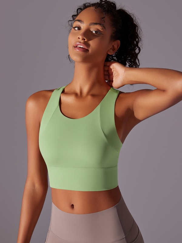 Supportive Fixed-Cup Integrated Sports Bra