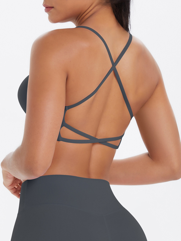 Flexvibe Crisscross Backless Yoga Bra Thin Strap High Elastic Sweat-Wicking