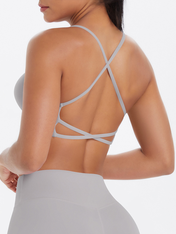 Flexvibe Crisscross Backless Yoga Bra Thin Strap High Elastic Sweat-Wicking