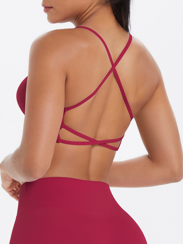 Flexvibe Crisscross Backless Yoga Bra Thin Strap High Elastic Sweat-Wicking