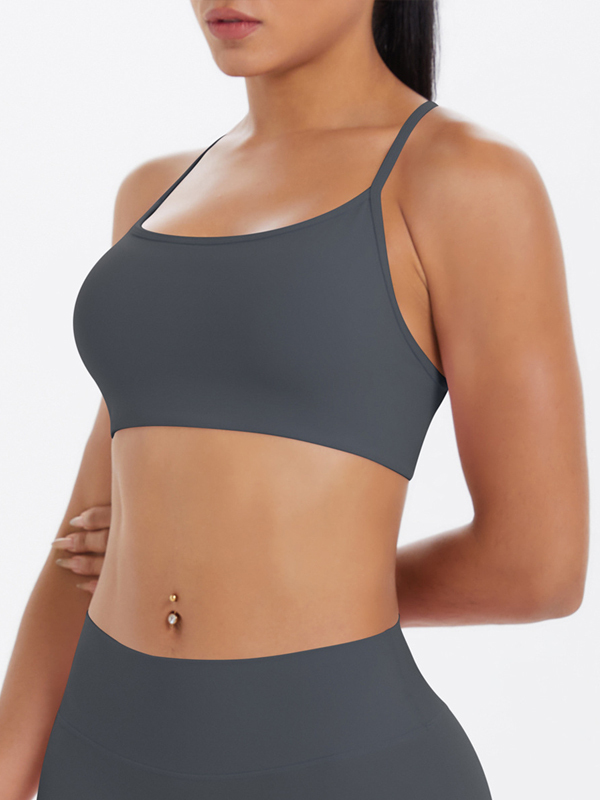Flexvibe Crisscross Backless Yoga Bra Thin Strap High Elastic Sweat-Wicking