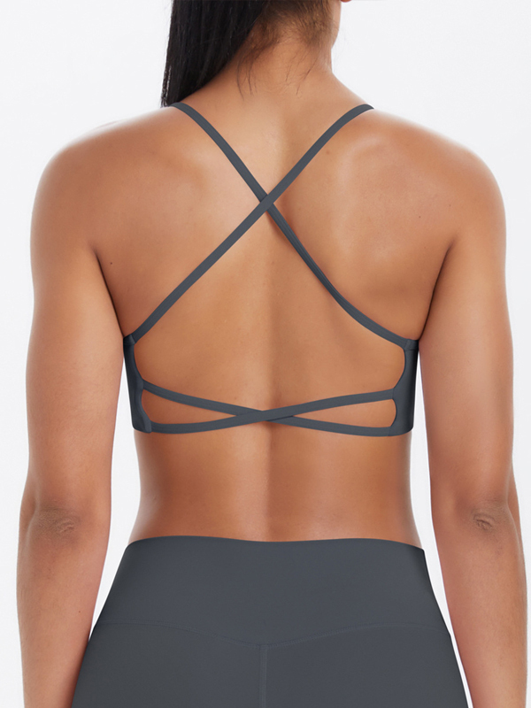 Flexvibe Crisscross Backless Yoga Bra Thin Strap High Elastic Sweat-Wicking