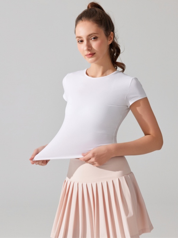 Crew Neck Breathable Quick-Dry Stretchy Fitted Waist Slim-Fit Running Fitness Casual Sports Short Sleeve