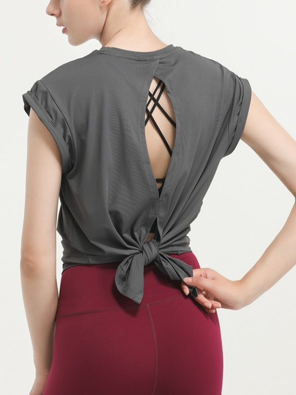 Flexvibe Quick Dry Sports Cover-Up Hollow Back Lightweight Elastic Yoga Tee