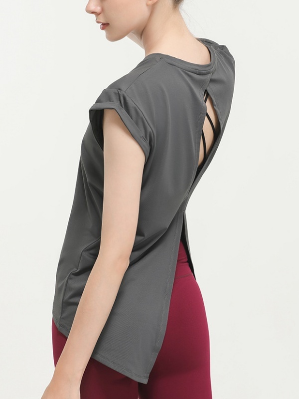 Flexvibe Quick Dry Sports Cover-Up Hollow Back Lightweight Elastic Yoga Tee