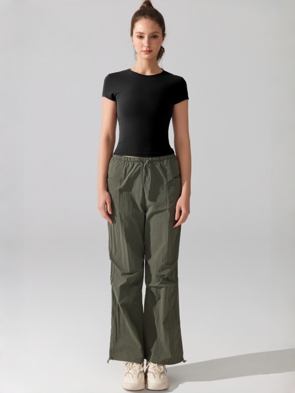 Crew Neck Breathable Quick-Dry Stretchy Fitted Waist Slim-Fit Running Fitness Casual Sports Short Sleeve