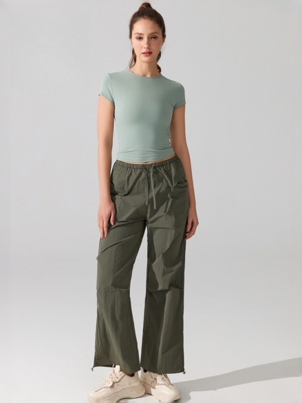 Flexvibe Quick Dry Sports Tee Crew Neck Fitted Waist High Elastic Slim Fit