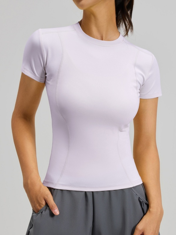 Flexvibe High Elastic Sports Tee Crew Neck Slim Fit Skin-Friendly Figure Flattering