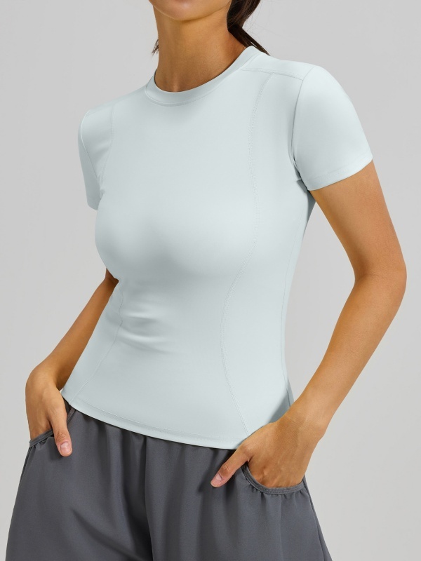 Flexvibe High Elastic Sports Tee Crew Neck Slim Fit Skin-Friendly Figure Flattering
