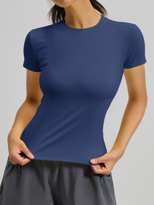 Flexvibe High Elastic Sports Tee Crew Neck Slim Fit Skin-Friendly Figure Flattering